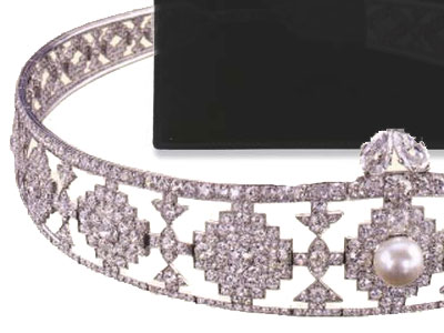 ART DECO NATURAL PEARL AND DIAMOND BANDEAU, BY CARTIER
