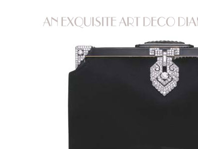 AN EXQUISITE ART DECO DIAMOND AND ENAMEL EVENING BAG, BY CARTIER