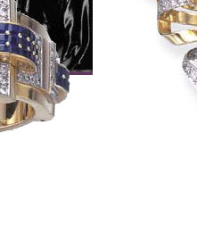 RETRO SAPPHIRE, DIAMOND AND GOLD CUFF BRACELET, BY CARTIER 
The hinged cuff, composed of a series of polished gold links, each centering upon a rose 

gold plaque, enhanced by old European-cut diamond trim and joined by calibr�-cut sapphire 

arched links, mounted in platinum, yellow and rose gold, circa 1939, diameter 2 ins.
Signed Cartier New York, no. 3918096 
 
Provenance Nanaline Duke, and by descent to Doris Duke 