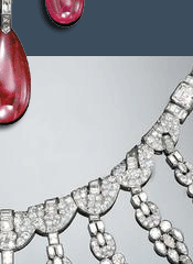 Art Deko Rubin Art Deco Halsband mit 9 grossen Rubin Tropfen