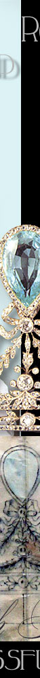 Aquamarine Tiara, Aquamarine Diadem,Imperial Tiara,historic tiara,Parure Romanov Aquamarines Grand Duchess Elisabeth Feodorowna - Elizabeth Fyodorovna, Prinzessin von Hessen, Auamarine Tiara made by Koch, Frankfurt, workshop Kreuter Hanau, Kreuter koch Tiara, Diadem,A tiara of garland and ribbon bow design millegrain-set throughout with rose and cushion-shaped diamonds and decorated with five pear-shaped 
          aquamarines within rose diamond borders</strong>, made in 1905 by Koch Ffm Baden-Baden - workshop Kreuter, Hanau - production Nr 26,141.  desribed as 2476 Undulation Tiara in Louis XVI style - see the sketch from Kreuter, Hanau above. Royal Tiara,Royal Tiaras,Imperial Tiara, Princess of Windsisch-Graetz,Princess of Hesse,Princess Dorothea of Hesse