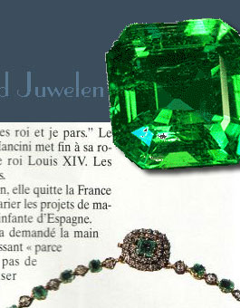 Marie Mancini`s  Emarald Necklace - Emeraudes Collier The historical necklace of emeralds, was a gift to the niece of Kardinal Mazarin, from the King Louis XIV of France, history, jewel history,emeralds- emerald and diamods,joyas,joaillerie,diamants 